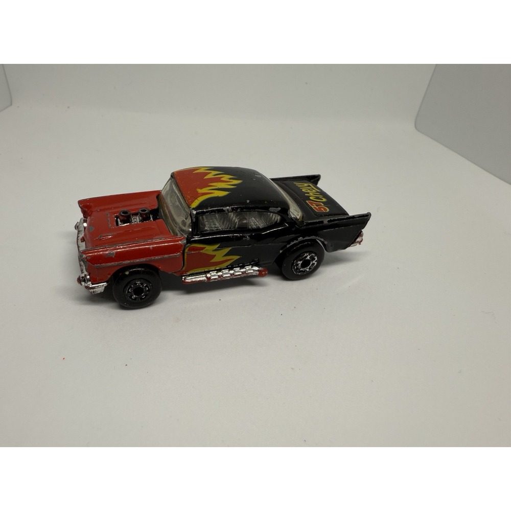 1979 MATCHBOX‎ SUPERFAST '57 CHEVY #4 BLACK CAR W/ RED & YELLOW - USED
